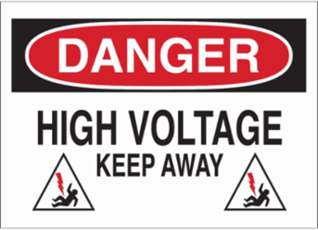 DANGER High Voltage Keep Away Sign, 10" H x 14" W x 0.1" D, Fiberglass
