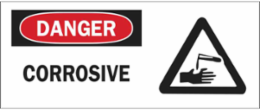 DANGER Corrosive Sign, 7" H x 17" W x 0.1" D, Fiberglass