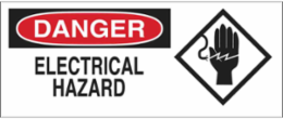 DANGER Electrical Hazard Sign, 7" H x 17" W x 0.1" D, Fiberglass