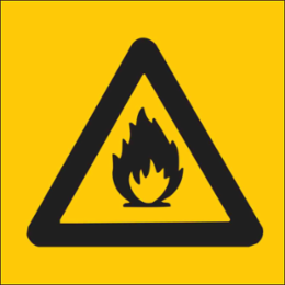 Flammable Picto Sign, 10" H x 10" W x 0.1" D, Fiberglass