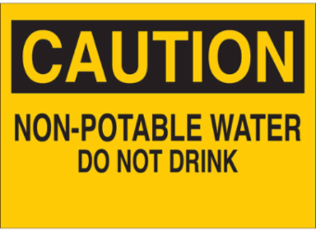 CAUTION Non-Potable Water Sign, 10 Inch H x 14 Inch W, Fiberglass, Outdoor Use