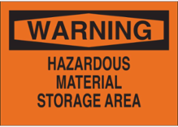 WARNING Hazardous Material Storage Area Sign, 10" H x 14" W x 0.1" D, Fiberglass