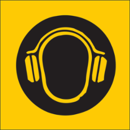 Ear Protection Picto Sign, 7" H x 7" W x 0.1" D, Fiberglass