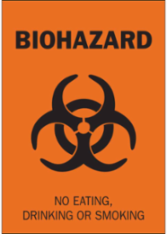 BIOHAZARD Sign, 14 Inch H x 10 Inch W, Fiberglass, Abrasion-Resistant, Outdoor Use