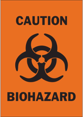 CAUTION Biohazard Sign 14 Inch x 10 Inch x 0.1 Inch, Fiberglass, Chemical-Resistant