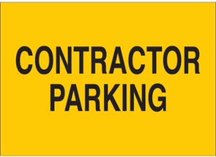 Contractor Parking Sign, 10" H x 14" W x 0.1" D, Fiberglass