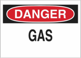 DANGER Gas Sign, 10" H x 14" W x 0.1" D, Fiberglass
