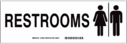 Restrooms Sign, 4" H x 12" W x 0.1" D, Fiberglass