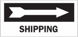 Shipping Sign, 6.5" H x 14" W x 0.1" D, Fiberglass, Arrow Direction: Right