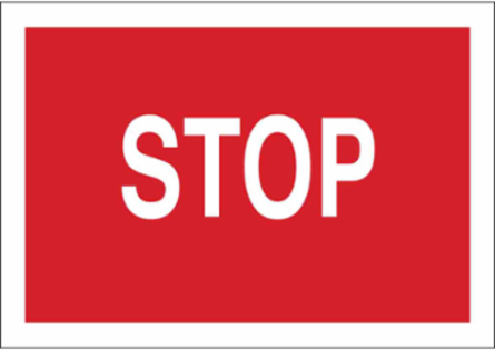 STOP Sign, 10" H x 14" W x 0.1" D, Fiberglass, White on Red