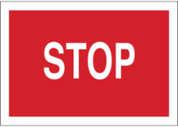 STOP Sign, 10" H x 14" W x 0.1" D, Fiberglass, White on Red