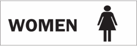 Women Sign, 4" H x 12" W x 0.1" D, Fiberglass