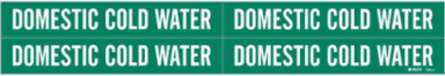 Domestic Cold Water Pipe Marker, 1.125" H x 7" W, Card of 4 Each, Fits Pipes 0.75" Dia. Thru 2.375" Dia.
