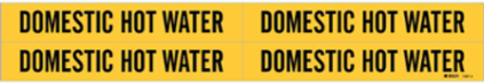 Domestic Hot Water Pipe Marker, 1.125" H x 7" W, Card of 4 Each, Fits Pipes 0.75" Dia. Thru 2.375" Dia.
