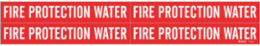 FIRE PROTECTION WATER Pipe Marker, 1.125" H x 7" W, Card of 4 Each, Fits Pipes 0.75" Dia. Thru 2.375" Dia.