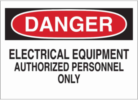 DANGER Electrical Equipment Authorized Personnel Only Sign, 10" H x 14" W x 0.1" D, Fiberglass