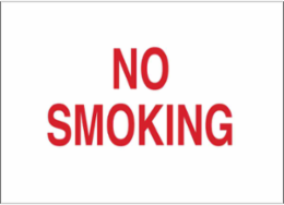 No Smoking Sign, 10" H x 14" W x 0.1" D, Fiberglass