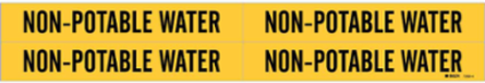 Non-Potable Water Pipe Marker, 1.125" H x 7" W, Card of 4 Each, Fits Pipes 0.75" Dia. Thru 2.375" Dia.