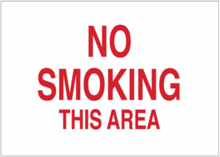 No Smoking This Area Sign, 10" H x 14" W x 0.1" D, Fiberglass