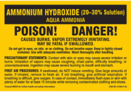 POISON! DANGER! CAUSES BURNS. VAPOR EXTREMELY IRRITATING. MAY BE FATAL IF SWALLOWED…, 2" H x 2" W, Black on Yellow, Pack of 25 Labels