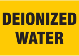 DEIONIZED WATER, 2" H x 2" W, Black on Yellow, Pack of 25 Labels