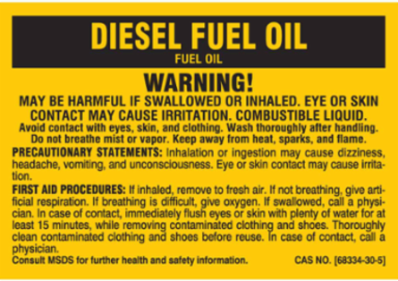 WARNING! MAY BE HARMFUL IF SWALLOWED OR INHALED. EYE OR SKIN CONTACT MAY CAUSE IRRITATION. COMBUSTIBLE LIQUID…, 2" H x 2" W, Black on Yellow, Pack of 25 Labels