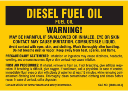 WARNING! MAY BE HARMFUL IF SWALLOWED OR INHALED. EYE OR SKIN CONTACT MAY CAUSE IRRITATION. COMBUSTIBLE LIQUID…, 2" H x 5" W, Black on Yellow, Pack of 25 Labels