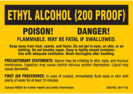 POISON! DANGER! FLAMMABLE. MAY BE FATAL IF SWALLOWED…, 3.5" H x 5" W, Black on Yellow, Pack of 25 Labels