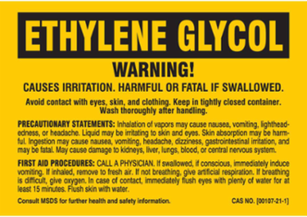 WARNING! CAUSES IRRITATION. HARMFUL OR FATAL IF SWALLOWED…, 3.5" H x 5" W, Black on Yellow, Pack of 25 Labels