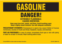 DANGER! EXTREMELY FLAMMABLE. CAUSES IRRITATION…, 3.5" H x 10" W, Black on Yellow, Pack of 25 Labels