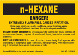 DANGER! EXTREMELY FLAMMABLE. CAUSES IRRITATION…, 3.5" H x 5" W, Black on Yellow, Pack of 25 Labels
