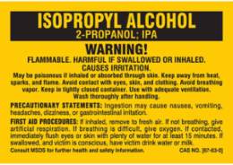 WARNING! FLAMMABLE. HARMFUL IF SWALLOWED OR INHALED. CAUSES IRRITATION…, 2" H x 2" W, Black on Yellow, Pack of 25 Labels