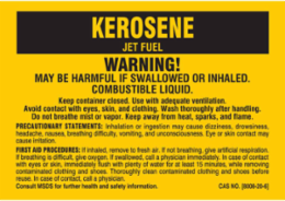 WARNING! MAY BE HARMFUL IF SWALLOWED OR INHALED. COMBUSTIBLE LIQUID…, 7" H x 10" W, Black on Yellow, Pack of 25 Labels