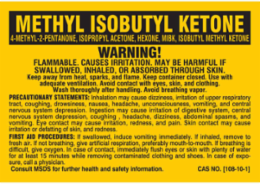 WARNING! FLAMMABLE. CAUSES IRRITATION. MAY BE HARMFUL IF SWALLOWED, INHALED, OR ABSORBED THROUGH SKIN., 2" H x 2" W, Black on Yellow, Pack of 25 Labels