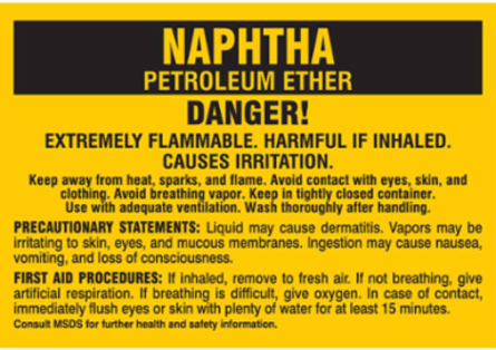 DANGER! EXTREMELY FLAMMABLE. HARMFUL IF INHALED. CAUSES IRRITATION…, 2" H x 2" W, Black on Yellow, Pack of 25 Labels