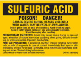 POISON! DANGER! CAUSES SEVERE BURNS. REACTS VIOLENTLY WITH WATER. MAY BE FATAL IF SWALLOWED…, 2" H x 2" W, Black on Yellow, Pack of 25 Labels