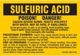 POISON! DANGER! CAUSES SEVERE BURNS. REACTS VIOLENTLY WITH WATER. MAY BE FATAL IF SWALLOWED…, 3.5" H x 3.5" W, Black on Yellow, Pack of 25 Labels