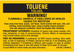 WARNING! FLAMMABLE. HARMFUL IF SWALLOWED OR INHALED. CAUSES EYE IRRITATION…, 2" H x 2" W, Black on Yellow, Pack of 25 Labels