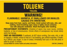 WARNING! FLAMMABLE. HARMFUL IF SWALLOWED OR INHALED. CAUSES EYE IRRITATION…, 3.5" H x 5" W, Black on Yellow, Pack of 25 Labels