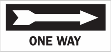 One Way Sign, 6.5" H x 14" W x 0.1" D, Fiberglass, Arrow Direction: Right