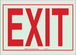 BradyGlo Exit Sign 10 Inch H x 14 Inch W, Glow in the Dark, Self-Adhesive