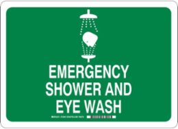 Emergency Shower Sign, 10" H x 14" W x 0.1" D, Fiberglass