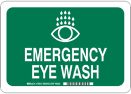 Emergency Eye Wash Sign, 7" H x 10" W x 0.1" D, Fiberglass