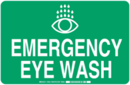 Emergency Eye Wash Sign, 10" H x 14" W x 0.1" D, Fiberglass