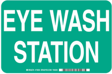 Eye Wash Station Sign, 7" H x 10" W x 0.1" D, Fiberglass, White on Green