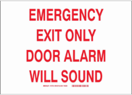 EMERGENCY EXIT Only DOOR ALARM WILL SOUND Sign, 10 " H x 14 " W