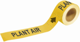 Self-Adhesive Pipe Marker: PLANT AIR, 2" H x 12" W, Roll of 25 Each, Fits Pipes 2.5" Dia. Thru 6" Dia.