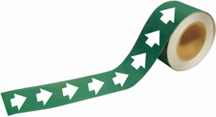 Pipe Marker, 2 Inch H x 12 Inch W, White on Green, Roll of 25