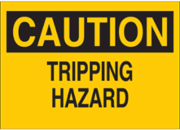 CAUTION Tripping Hazard Sign, 10" H x 14" W x 0.1" D, Fiberglass