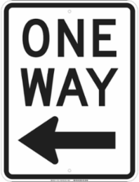 One Way Sign, 24" H x 18" W x 0.1" D, Fiberglass, Arrow Direction Left